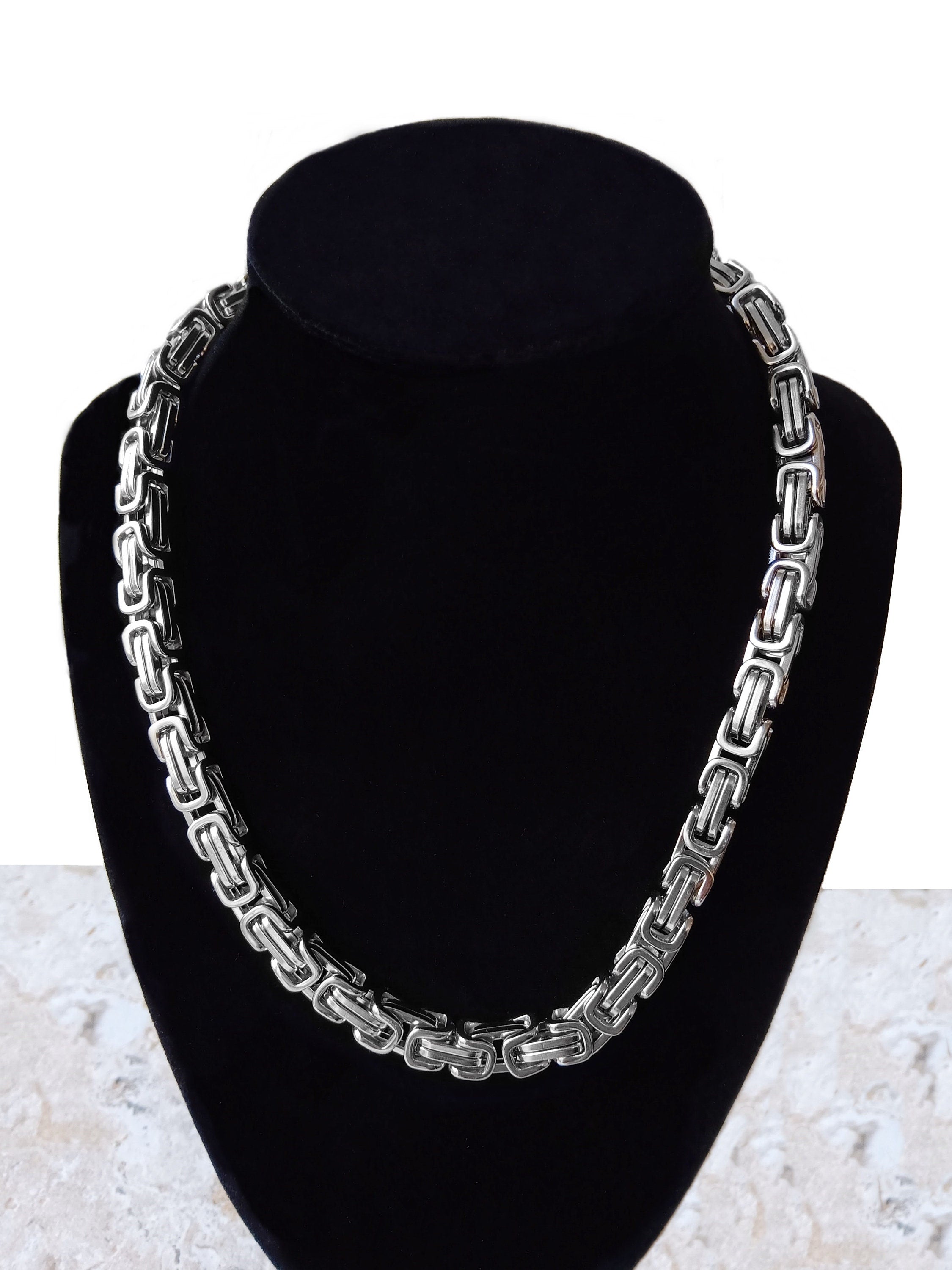 8mm Byzantine Silver Shiny Color Stainless Steel Necklace Bracelet Chain Unisex Customisable Size Strong Unique Jewelry Tarnish Resistant